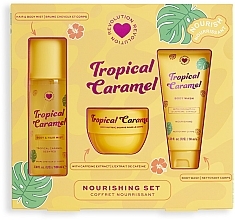 Набір - I Heart Revolution Tropical Caramel Nourishing Set (sh/gel/50ml+b/cr/68g/b/mist/100ml) — фото N1