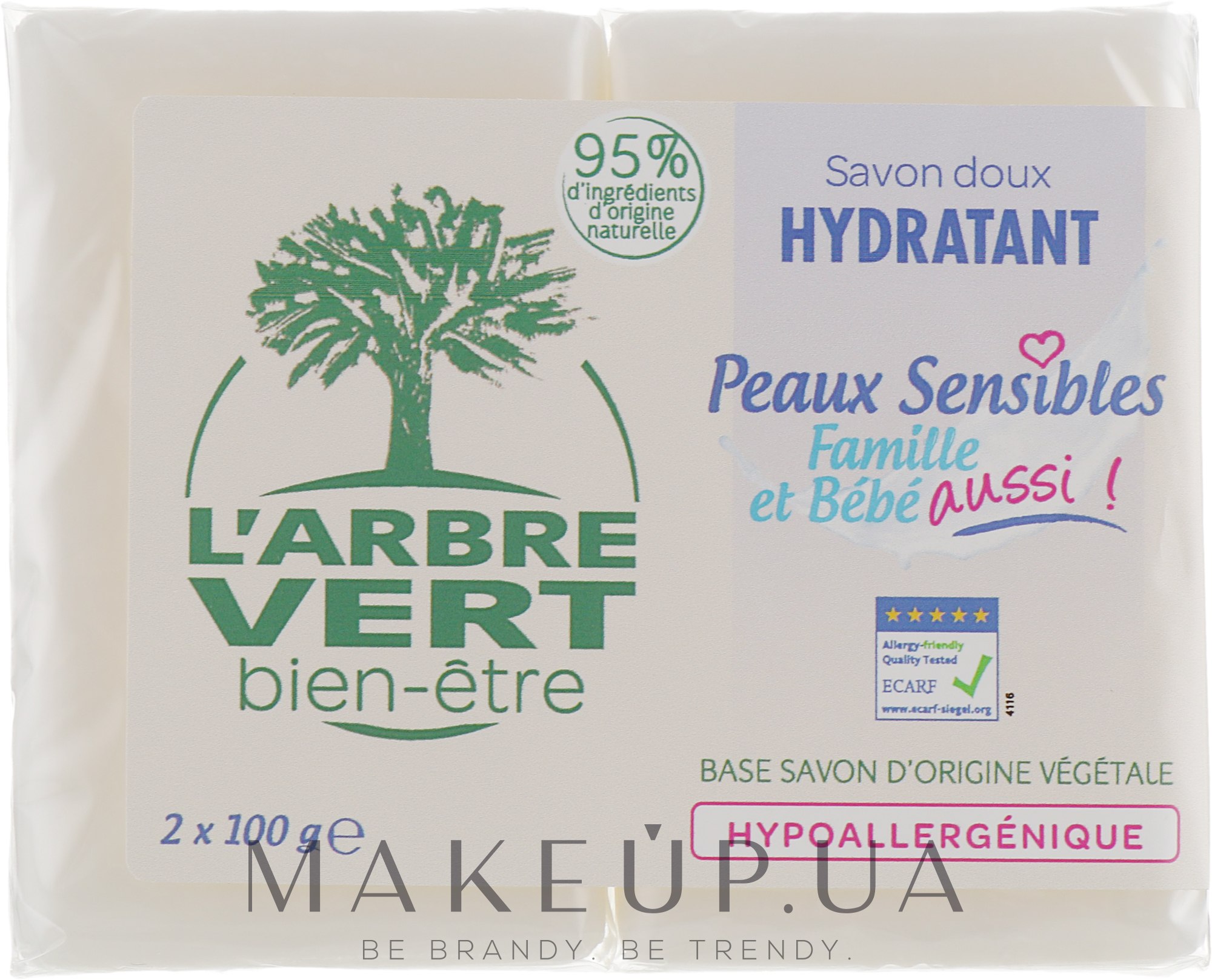 Твердое мыло для чувствительной кожи - L'Arbre Vert Family & Baby Sensitive Soap — фото 2x100g