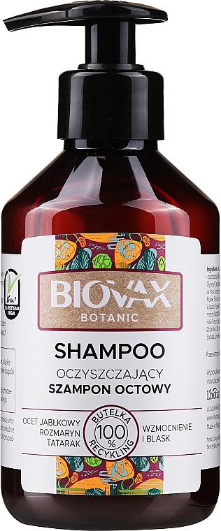 Шампунь для волос "Яблочный уксус" - Biovax Botanic Hair Shampoo — фото N1