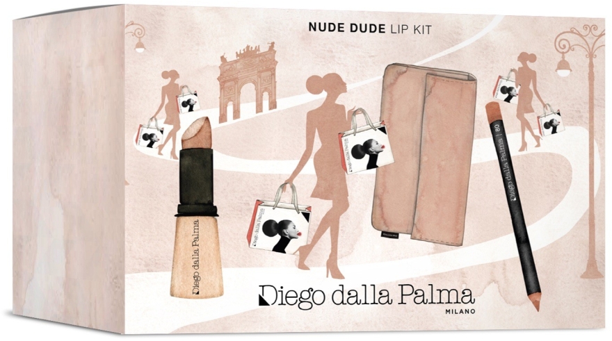 Набор для губ - Diego Dalla Palma Nude Dude Lip Kit (lipstick/3/5g + lip/pencil/1.5g + bag) — фото N1