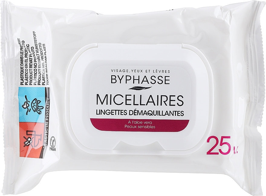 Салфетки очищающие для чувствительной кожи - Byphasse Make-up Remover Wipes Micellar Solution Sensitive Skin — фото N1