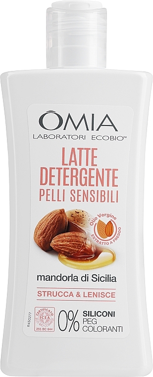 Очищувальне молочко для обличчя з мигдалем і мальвою - Omia Labaratori Ecobio Almond And Mallow Cleansing Milk — фото N1