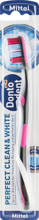 Зубная щетка, средней жесткости, черно-малиновая - Dontodent Perfect Clean & White Mittel — фото N2
