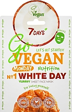 Парфумерія, косметика Тканинна маска для обличчя "Для тих, хто любить себе" - 7 Days Go Vegan Monday White Day