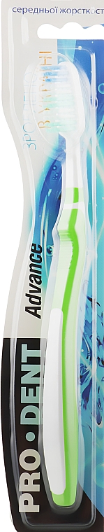 Зубна щітка ''Advance'', середньої жорсткості, біло-салатова - Pro Dent