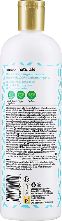 Зволожувальний шампунь для волосся, з олією арганії  - Inecto Naturals Argan Shampoo — фото N2