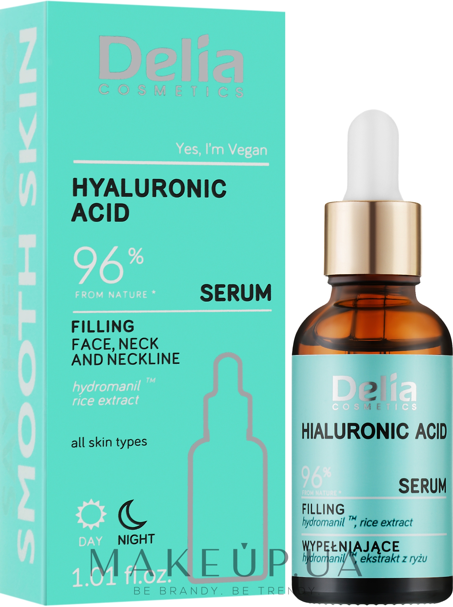 Сироватка для обличчя, шиї та зони декольте з гіалуроновою кислотою - Delia Hyaluronic Acid Serum — фото 30ml