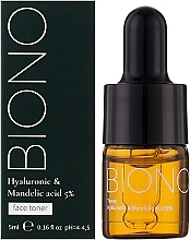 Тонер для лица с гиалуроновой и миндальной кислотой 5% - Biono Hyaluronic & Mandelic Acid 5% Face Toner (пробник) — фото N2