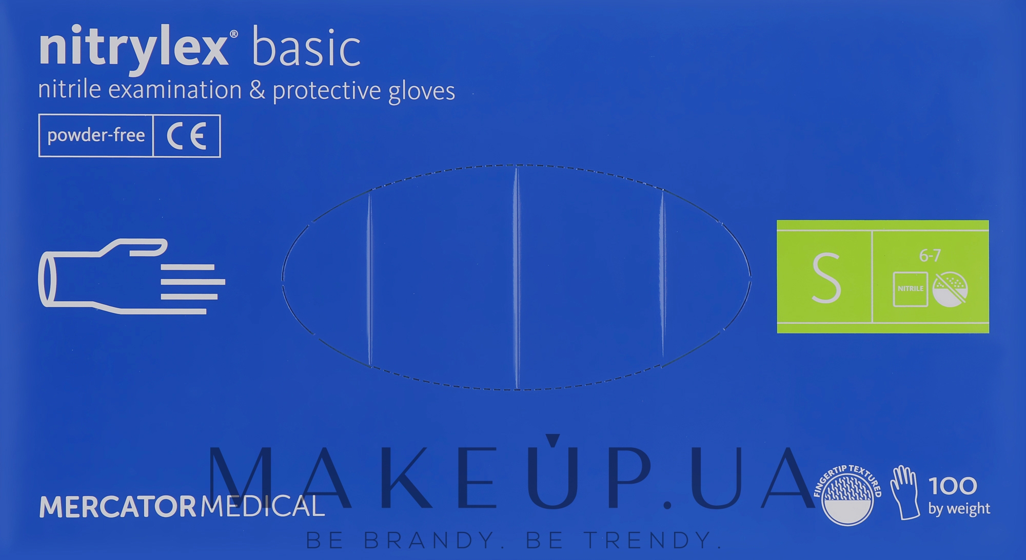 Перчатки нитриловые, нестерильные, неприпудренные, синие, размер S - Mercator Medical Nitrylex Basic — фото 100шт