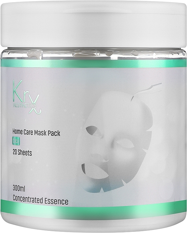 Тканевые хлопковые маски, пропитанные успокаивающим бустером - KRX Aesthetics Cica Sheet Mask Pack — фото N1