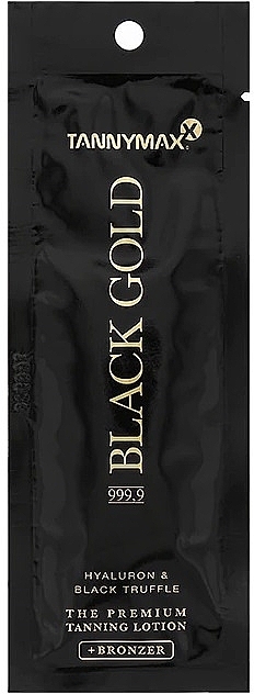 Крем для загара в солярии с темными бронзантами, гиалуроном, черным трюфелем и маслом авокадо - Tannymaxx Black Gold 999.9 Tanning + Bronzer Lotion (пробник) — фото N1