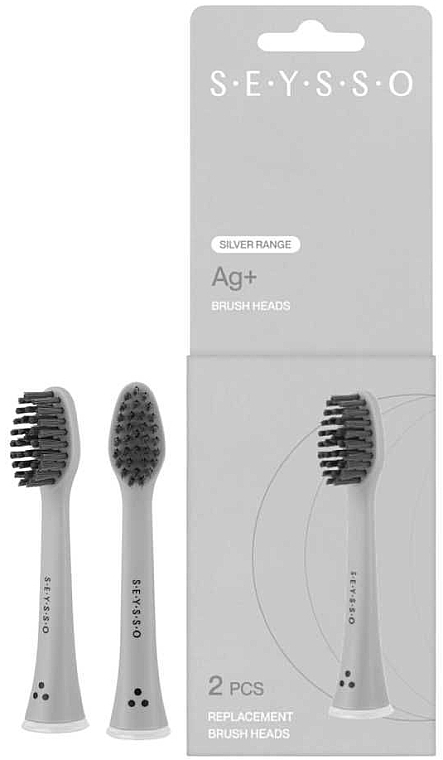 Насадки с ионами серебра для звуковой зубной щетки, 2 шт. - SEYSSO Silver Range Ag+ Replacment Brush Heads — фото N1