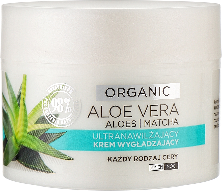 Ультразволожувальний розгладжувальний крем для всіх типів шкіри - Eveline Cosmetics Organic Aloe Cream — фото N1