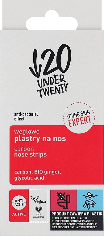 УЦЕНКА Угольные пластыри на нос - Under Twenty Anti! Acne Carbon Nose Strips * — фото N1