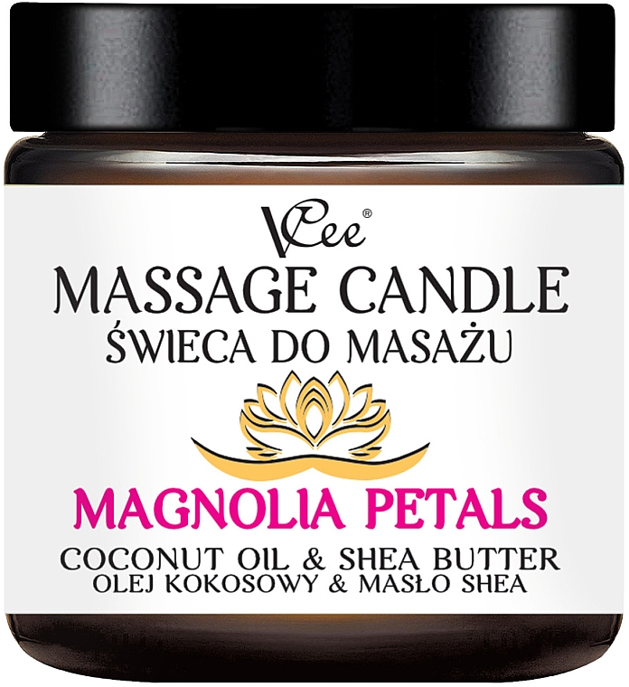 Масажна свічка з ароматом квітки магнолії - VCee Massage Candle Magnolia Petals Coconut Oil & Shea Butter — фото N1