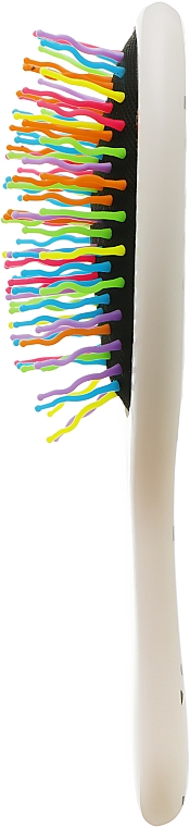 Щітка для волосся дитяча "Котик", 7113, молочна з кольоровими зубцями - La Rosa — фото N4