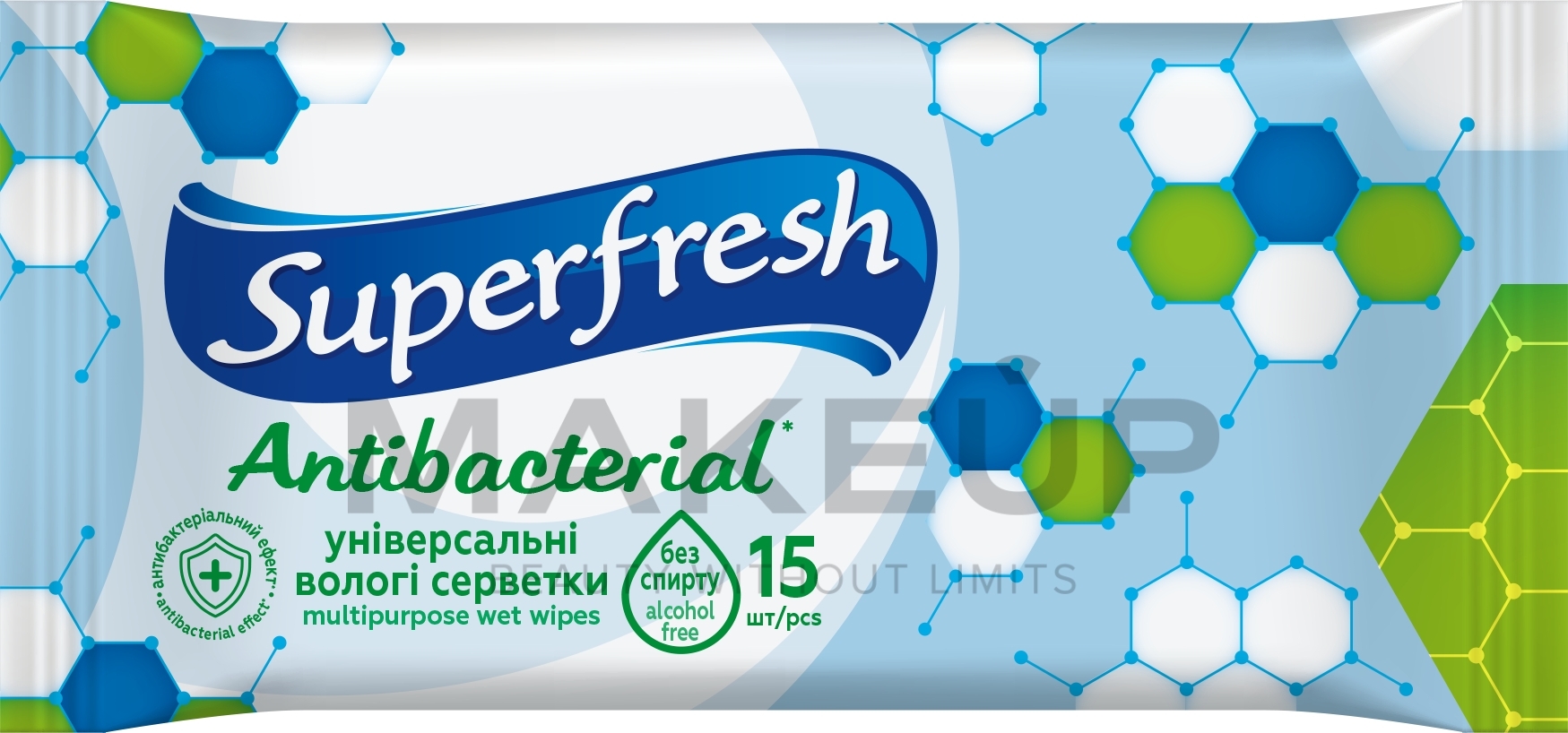 Вологі серветки "Антибактеріальні" - Superfresh Antibacterial — фото 15шт