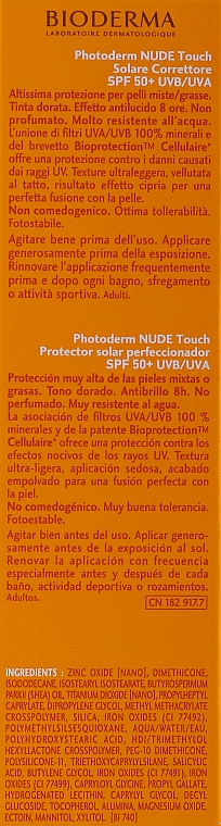Солнцезащитный крем для жирной и комбинированной кожи лица - Bioderma Photoderm Nude Touch SPF50+ — фото N3
