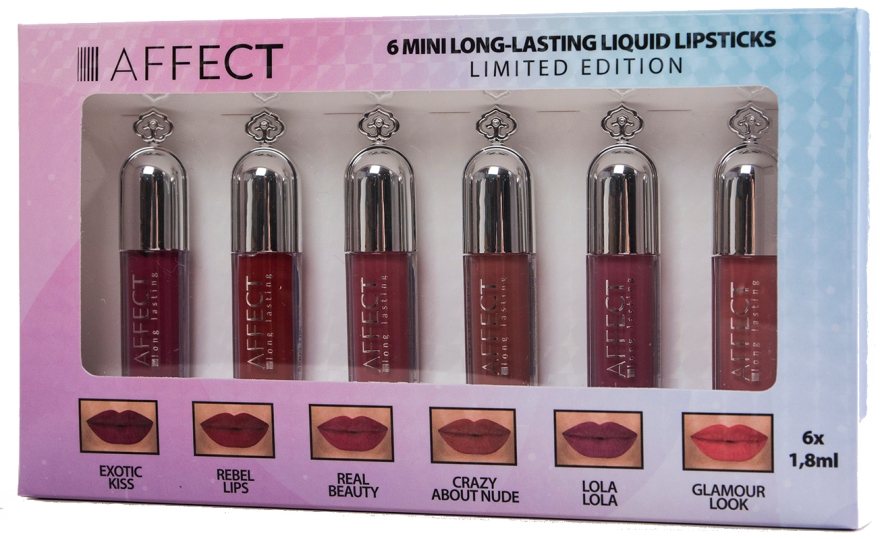 Набор - Affect 6 Mini Long Lasting Liquid Lipsticks (6x1.8ml) — фото N1