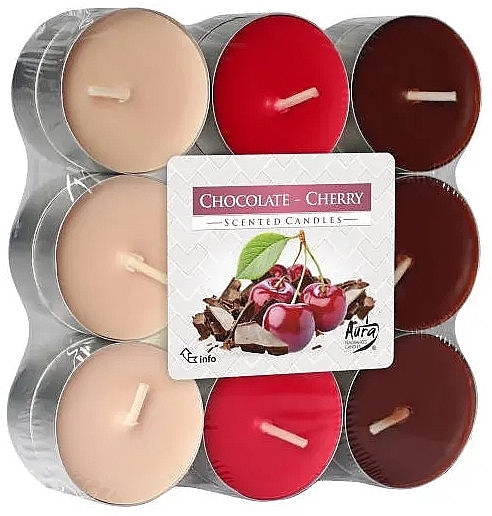 Чайные свечи "Шоколад и вишня", 18 шт - Bispol Chocolate Cherry Scented Candles — фото N1