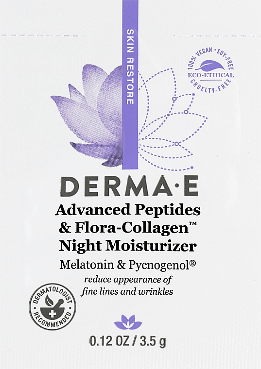Нічний зволожувальний пептидний крем проти глибоких зморщок - Derma E Skin Restore Advanced Peptides & Flora- Collager Night Moisturizer (пробник) — фото N1