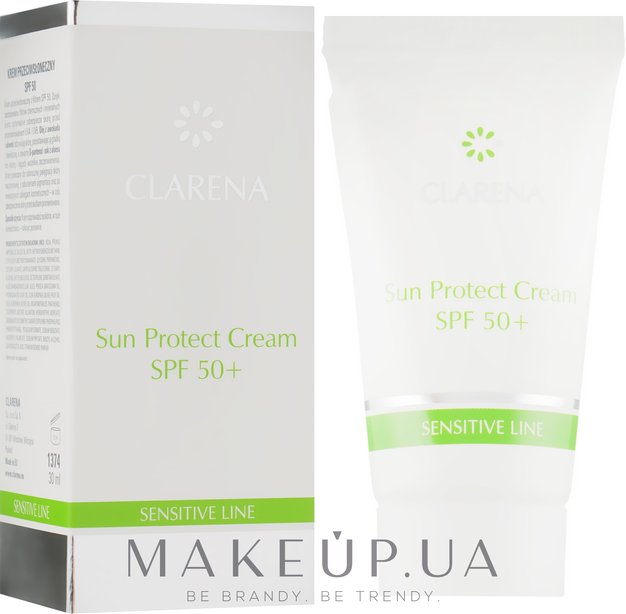 Сонцезахисний крем SPF 50+ для чутливої шкіри - Clarena Sensitive Line Sun Protect Cream 50+ — фото 30ml