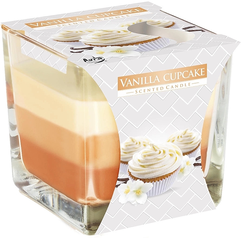 Ароматична тришарова свічка у склянці "Ванільний капкейк" - Bispol Scented Candle Vanilla Cupcake — фото N1
