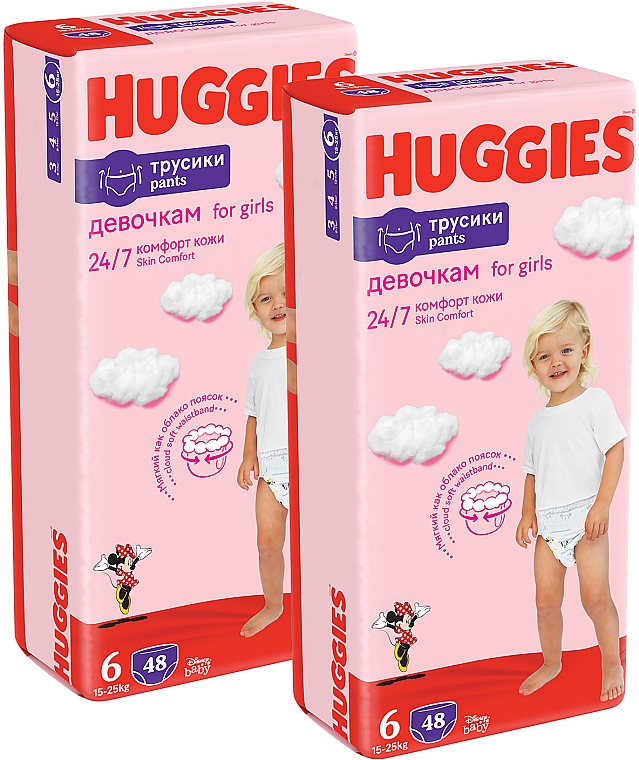 Підгузки-трусики Pants, для дівчинки 6 (15-25 кг), 96 шт. - Huggies — фото N2