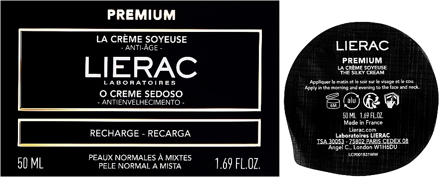 Антивіковий крем для обличчя - Lierac Premium The Silky Cream (змінний блок) — фото N2