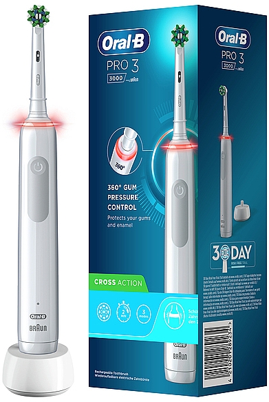 Электрическая зубная щетка, белая - Oral-B Pro 3 3000 Pure Clean Toothbrush — фото N1