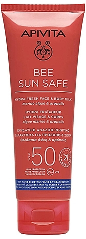 Зволожувальне сонцезахисне молочко - Apivita Bee Sun Safe Hydra Fresh Face & Body Milk SPF50 Travel Size — фото N1