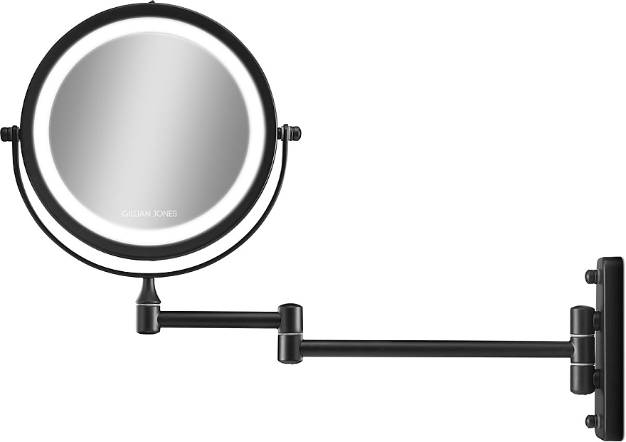 Зеркало со светодиодной подсветкой и 10-кратным увеличением - Gillian Jones LED Double Sided Wall Mirror In Black With x 10 m — фото N2