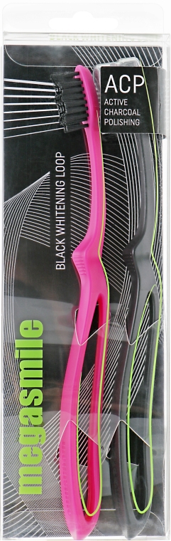 Зубна щітка "Black Whiteninng Loop", рожева + чорна - Megasmile Black Whiteninng Loop — фото N1