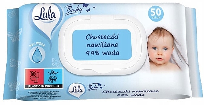 Детские влажные салфетки с 99% воды, 50 шт. - LULA Baby — фото N1