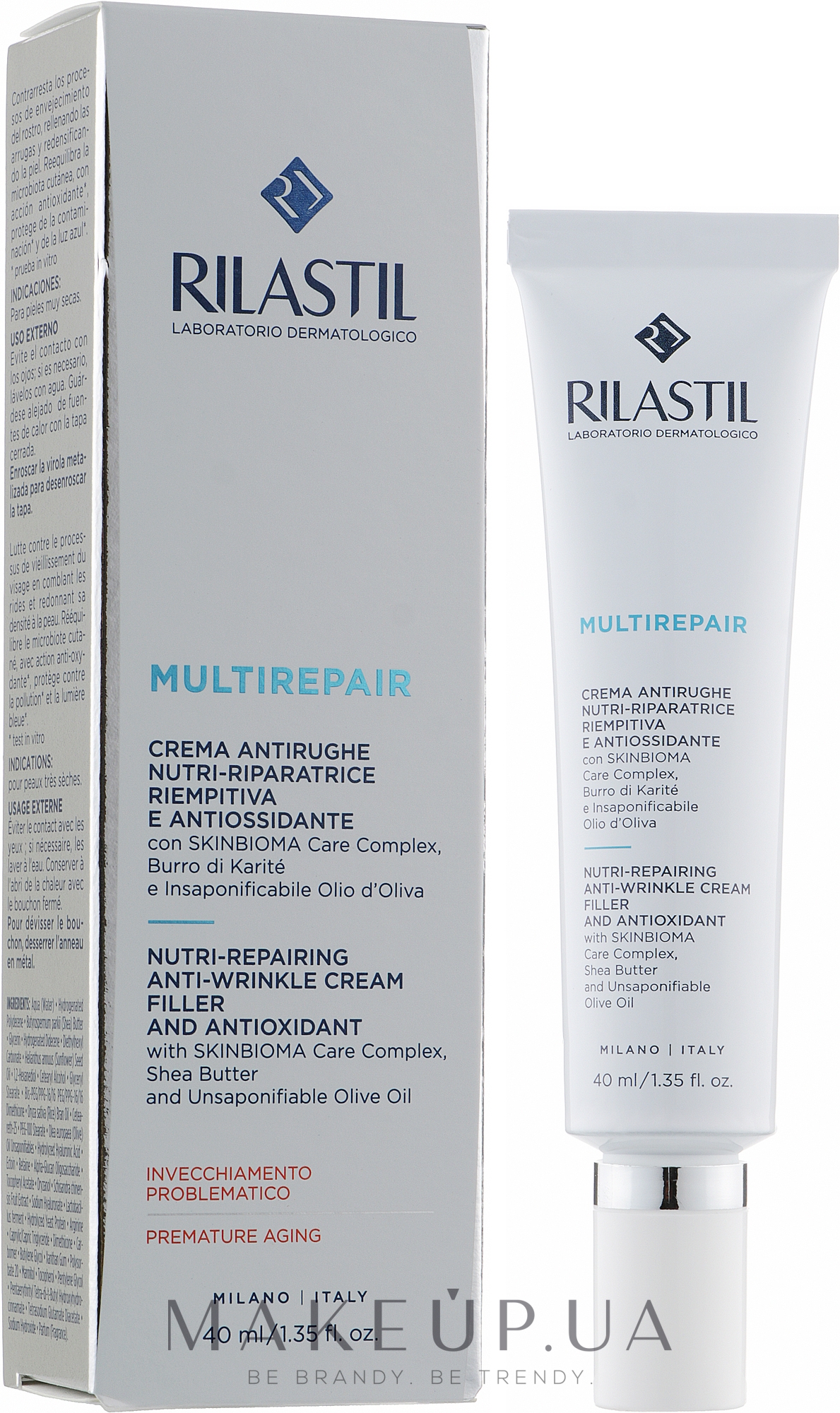 Антиоксидантный питательный крем-филлер против морщин - Rilastil Multirepair Nutri-Repairing Anti-Wrinkle Cream Filler And Antioxidant — фото 40ml