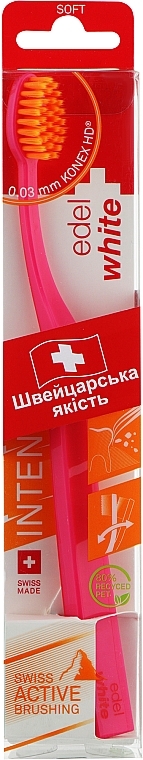 М'яка зубна щітка-флос з щетиною Konex HD, червона - Edel+White Soft Flosserbrush — фото N1