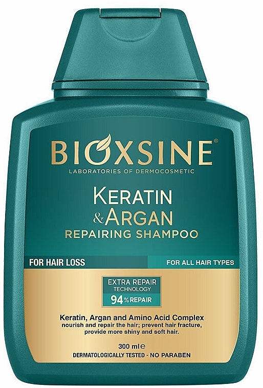 Відновлювальний шампунь для волосся - Biota Bioxsine Keratin & Argan Repairing Shampoo