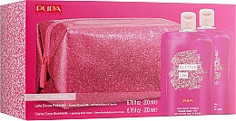 Духи, Парфюмерия, косметика Набор - Pupa Glitter Lab Frizzy Smile Therapy (bag + milk/200 ml + cream/200ml)