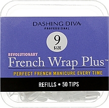 Тіпси вузькі - Dashing Diva French Wrap Plus White 50 Tips (Size - 9) — фото N1