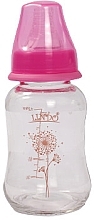 Парфумерія, косметика Скляна пляшка для годування з з талією і силіконовою соскою, 125 мл, рожева - Lindo PK 0980