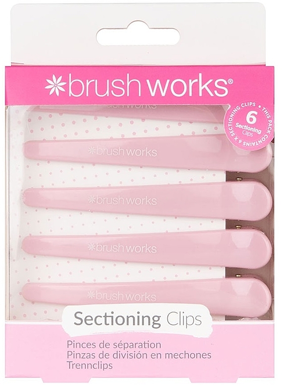 Затискачі для волосся, рожеві, 6 шт. - Brushworks Sectioning Clips — фото N1