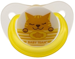 Пустушка латексна ортодонтична 0+, жовтий кіт - Baby Team — фото N2