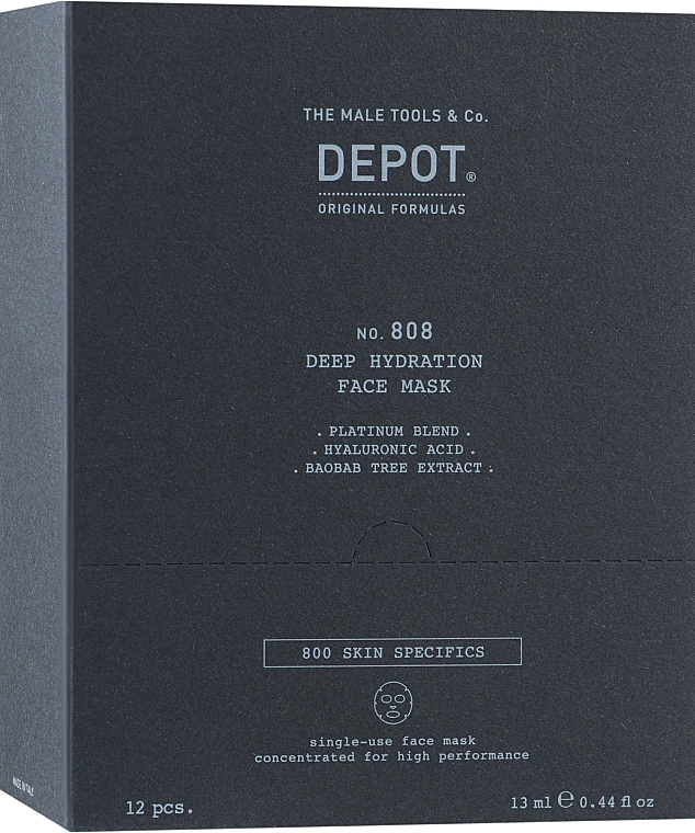 Увлажняющая и восстанавливающая маска для лица и шеи - Depot No 808 Deep Hydration Face Mask — фото N1