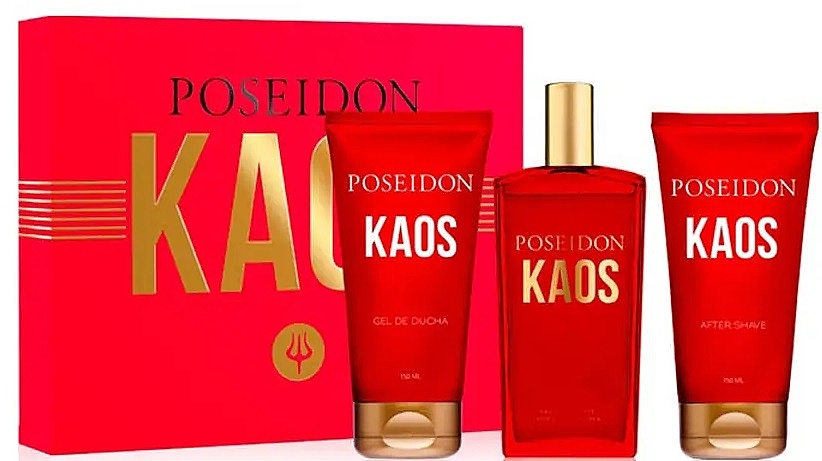 Poseidon Kaos - Набор (edt/100ml + sh/gel/100ml + ash/100ml) — фото N1