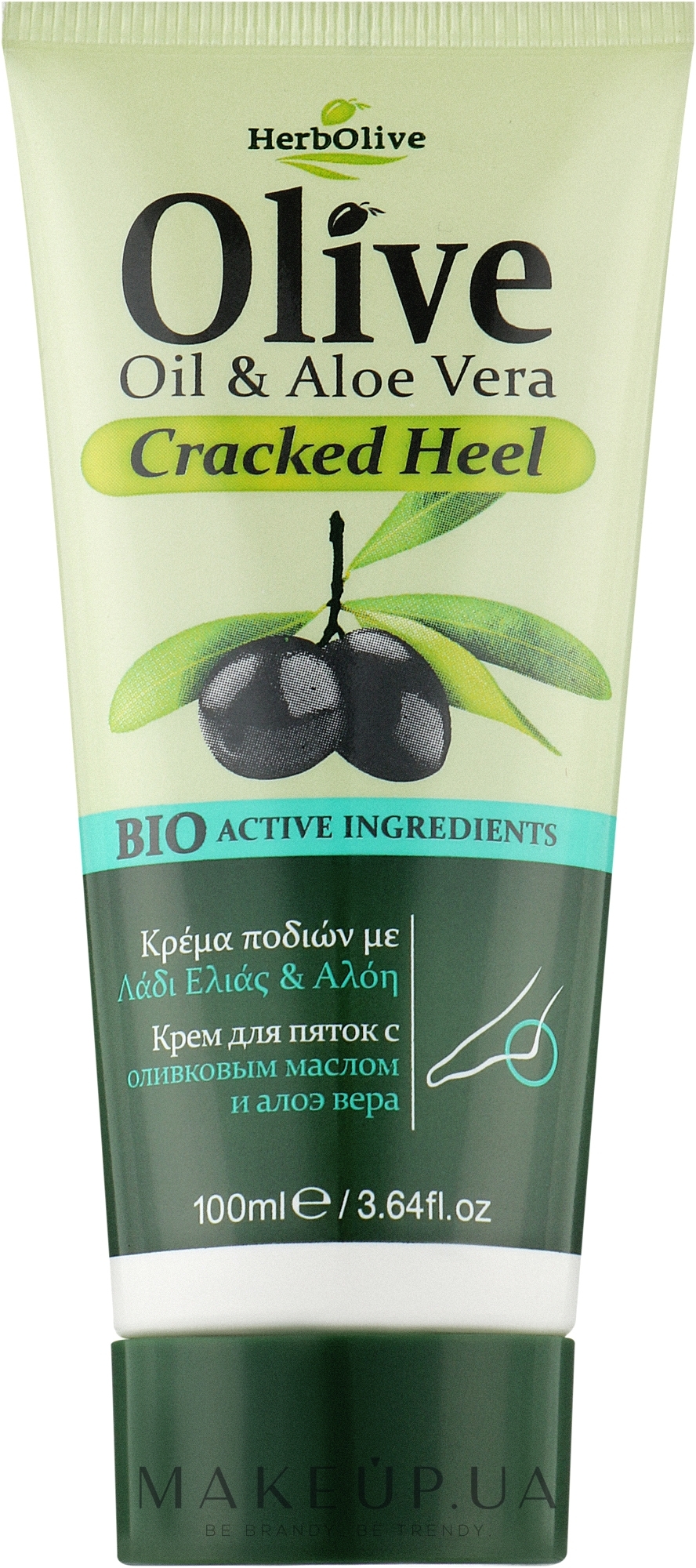Крем против трещин на пятках с алоэ вера - Madis HerbOlive Oil & Aloe Vera Foot Cream Cracked Heel — фото 100ml