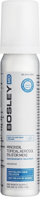 Піна з міноксидилом 2% для відновлення росту волосся у чоловіків, курс 1 місяць - Bosley Minoxidil Topical Aerosol — фото N1