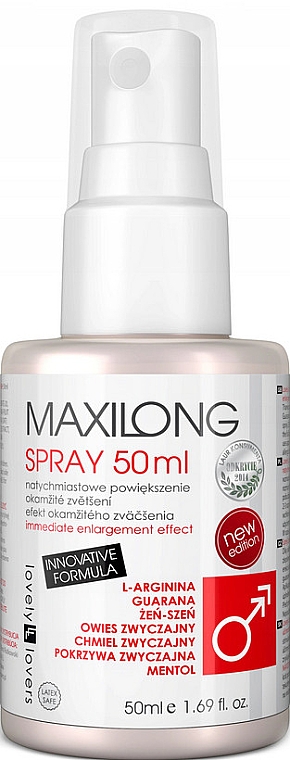 Интимный спрей с эффектом увеличения для мужчин - Lovely Lovers Maxilong Spray — фото N1