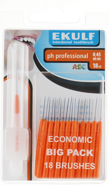 Щітки для міжзубних проміжків, 0.45 мм., помаранчеві - Ekulf Ph Professional — фото N1