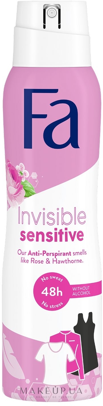 Антиперспірант-спрей з ароматом троянди та глоду - Fa Invisible Sensitive  — фото 150ml