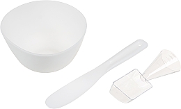 Набір для косметичних продуктів CS099W, миска + лопатка + мірна ложка, білий - Cosmo Shop — фото N1